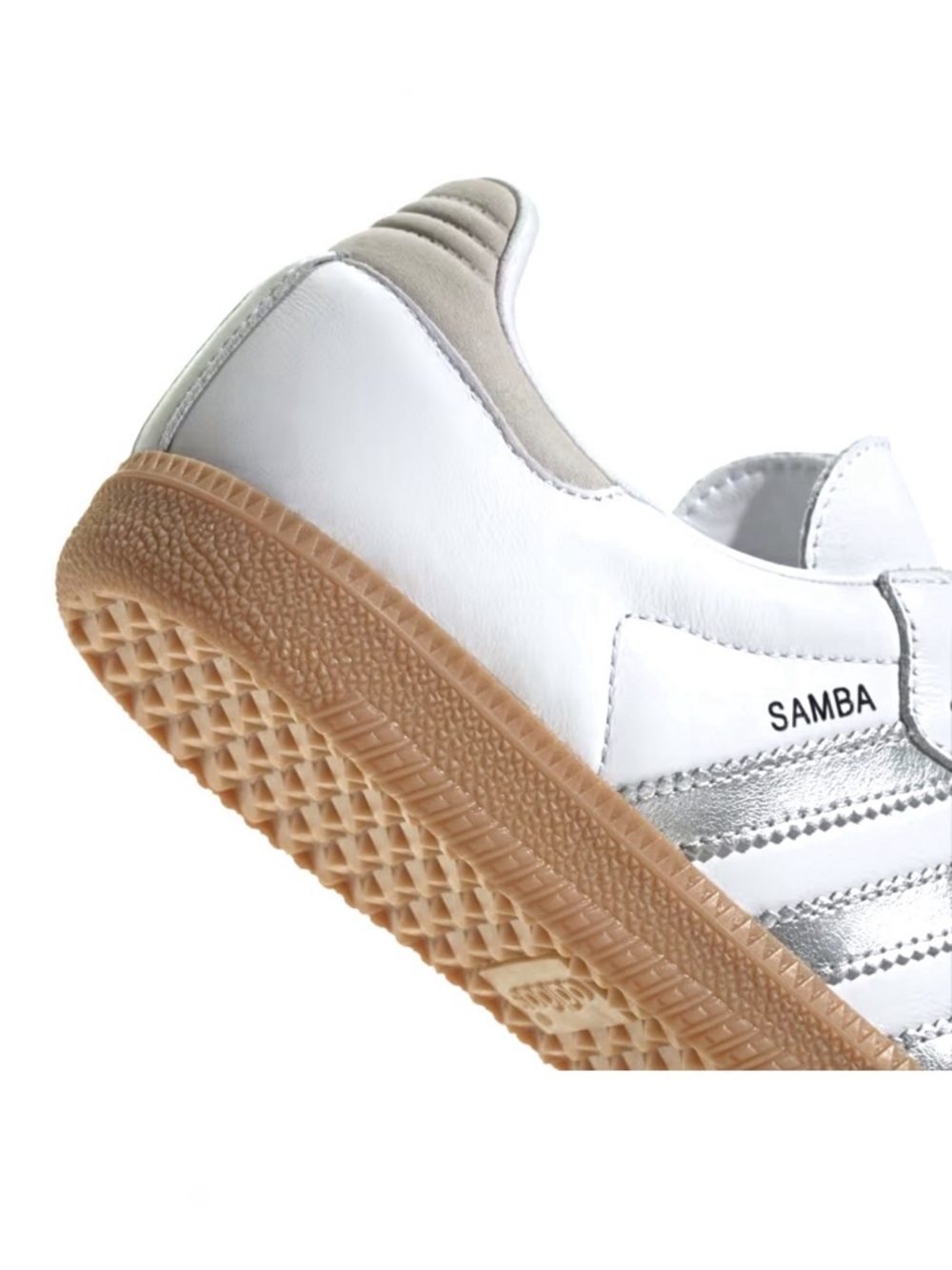 NEW Adidas Samba OG Sneaker in Cloud White, Silver Metallic & Gray One Size 10 - Picture 3 of 16